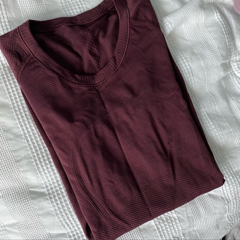 LULULEMON Swiftly Tech Burgundy Sleeve 6
